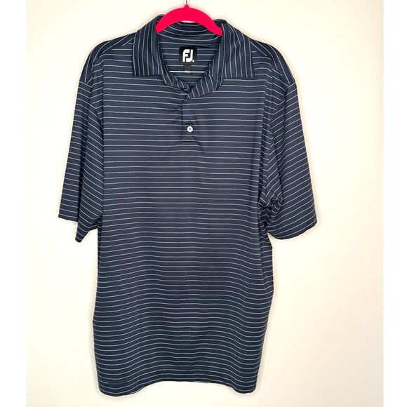 FootJoy Men’s Golf Polo Navy Pinstripe Performance Shirt Size M - Picture 2 of 6
